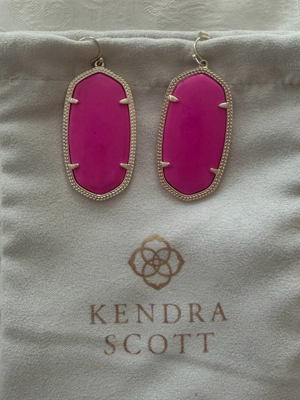 Kendra Scott Hot Pink Drop Earrings in Gold Tone